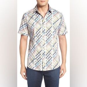 Robert Graham Men’s San Marco Regular Fit Short Sleeves Shirt L Phantom Mask